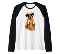 Funny Boxer Dog Iced Coffee Dog Lover Design Raglan Baseball Tee