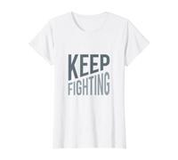 Funny Boxer MMA Motivation Keep Fighting Value Graphic T-Shirt, Women, White, L