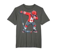 Funny Boy Kid Ice Hockey Apparel, Dabbing Player Canada Flag T-Shirt