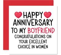 Funny Boyfriend Anniversary Card - Excellent Choice - Cheeky Happy Anniversary Card for Boyfriend from Girlfriend Partner, 145mm Joke Humour Anniversaries Greeting Cards