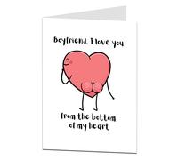 Funny Boyfriend Birthday Card. I Love You Boyfriends From The Bottom Of My Heart. Also Perfect For Valentine's Day & Anniversary