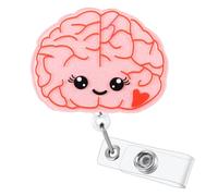 Funny Brain Badge Reel, Neurosurgery ID Name Badge Holder with Retractable Clip, Cute Badge Clip for Psychiatry Neuroradiology Tech Sleep Medicine Doctor RN CNA LPN LVN Medical Worker Nursing Student
