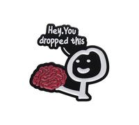 Funny Brain Enamel Pin, “Hey You Dropped This” Cartoon Lapel Pin, Black & Red Metal Brooch Badge for Backpack, Hat, Jacket, Cute Sarcastic Pins Gift for Teens, Adults, Friends