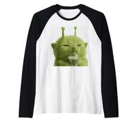 Funny brainrot gen z Humor Alien Matcha cat Meme Humor Raglan Baseball Tee