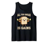 Funny Bread Workout Meme Bodybuilding All You Knead is Gains Tank Top