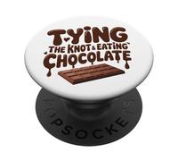 Funny Bride Tying The Knot Eating Chocolate Wedding Humor PopSockets Adhesive PopGrip