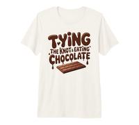 Funny Bride Tying The Knot Eating Chocolate Wedding Humor Premium T-Shirt