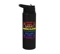 Funny Bridge Partner Rolling Eyes Rainbow Typography Stainless Steel Insulated Water Bottle
