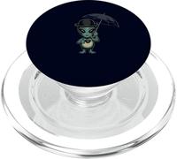 Funny British Alien Drinking Tea with Bowler Hat & Umbrella PopSockets PopGrip for MagSafe