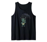 Funny British Alien Drinking Tea with Bowler Hat & Umbrella Tank Top