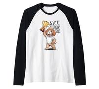 Funny British Dog Shirt Stiff Upper Lip Curly Dog Cockapoo Raglan Baseball Tee