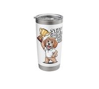 Funny British Dog Shirt Stiff Upper Lip Curly Dog Cockapoo Stainless Steel Insulated Tumbler