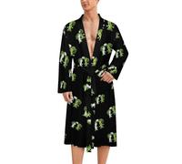 Funny Broccoli Cauliflower Ghost Mens Bathrobe Long Bath Robe Warm Spa Robe Nightgown Soft with Waist Belt