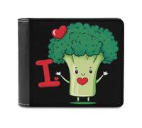Funny Broccoli Lover Leather Wallets for Men Bifold Fashion with ID Window
