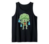 Funny Broccoli Monster with One Eye and Blue Ghost Flames Tank Top