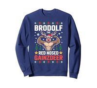 Funny Brodolf Red Nosed Gainzdeer Meme Sweatshirt, Adult Unisex, Navy Blue, Small