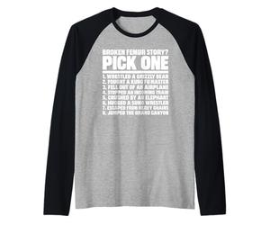 Funny Broken Femur Surgery Rebuilt Femur Story Raglan Baseball Tee