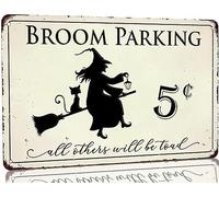 Funny Broom Parking 5 Cents All Others Will be Toad Metal Tin Sign Halloween Party Witch Wall Decor for Cafe Bar Pub Home Porch Garden Plaque Signs 8x12 Inch