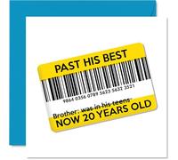 Funny Brother 20th Birthday Card - Past His Best - Rude Happy Birthday Card for Brother from Sister, 145mm Joke Humour Bday Greeting Cards