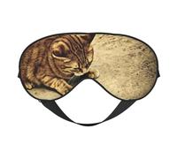 Funny Brown Cat Double Sided Sleep Mask, Adjustable Blackout, Silk-Like Eye Mask for Sleeping,Travel, Soft, Breathable, Lightweight Comfortable Blindfold