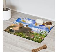 Funny Brown Cow Flower Pet Feeding Mat for Cat Dog Water Bowl Food Mats Cow Pet Feeding Mats Absorbent Nti-Slip Contain Spills Protects Floors Placemat 40.6 x 60.9 cm