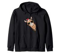 Funny Brown Llama Alpaca Sunglasses Christmas Zip Hoodie