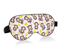 Funny Brown Monkeys Yellow Bananas Seamless On White Eye Masks Cover Blocks Light Sleep Mask Shade Cover Blindfold Relaxing Eyeshade Cover with Adjustable Head Strap for Men Women Kids