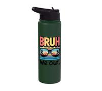 Funny Bruh we Out Retro Teacher Teachers Stainless Steel Insulated Water Bottle