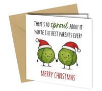 Funny Brussels Sprouts Christmas Card for Parents, Cute Holiday Greeting Card with Sprout Characters, Merry Christmas Design - cb017