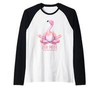 Funny Buddhist Meditation Zen Mode Flamingo Raglan Baseball Tee
