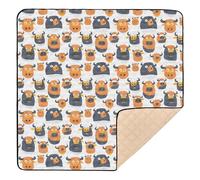 Funny Buffalo Orange Large Sturdy Baby Activity Play Mat for Floor Water Resistant Playroom Activity Mat for Baby Toddler Infant, 50'' x 50''