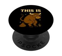 Funny Bull Pun - “This Is Bullshit” Cartoon Toilet Humor PopSockets Adhesive PopGrip