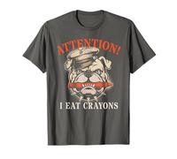 Funny Bulldog I Eat Crayons Soldier Family Military Officer T-Shirt