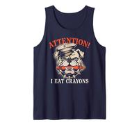 Funny Bulldog I Eat Crayons Soldier Family Military Officer Tank Top