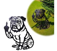 Funny Bulldog Metal Garden Decor, 2025 New French Middle Finger Bulldog Metal Decorative Garden Stakes, Outdoor Black Puppy Silhouette Ornaments,Funny Animal Decor Yard Garden Patio