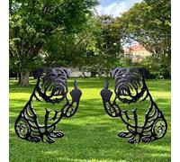Funny Bulldog Metal Garden Decor, French Finger Bulldogs - Black Dog Silhouette Stakes, Middle Finger Bulldog Flipping Off Metal Sign,Funny Welcome Sign for Yard Ornaments, Pathway, Decorative Gifts