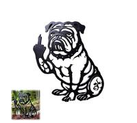 Funny Bulldog Metal Garden Decor, Middle Finger Bulldog Flipping Off Metal Sign, French Middle Finger Black Dog Silhouette Stakes for Outside, Funny Animal Decor Yard Garden Patio Lawn (A1)