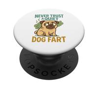 Funny Bulldog Owner Never Trust a Quiet Dog Fart Cartoon PopSockets Adhesive PopGrip