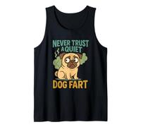 Funny Bulldog Owner Never Trust a Quiet Dog Fart Cartoon Tank Top