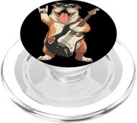 Funny Bulldog Rock Music Guitar Player Graphic Playful Sharp PopSockets PopGrip for MagSafe