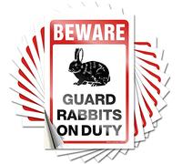 Funny Bumper Sticker Beware! Guard Rabbits On Duty Funny Sticker 10 Pcs Funny Street Signs Car Stickers(8X12CM)