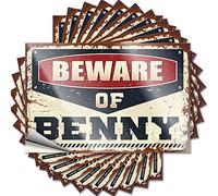 Funny Bumper Sticker Beware of Benny Funny Sticker 10 Pcs Hardhat Stickers and Decals Stickers for Car(6X9CM)