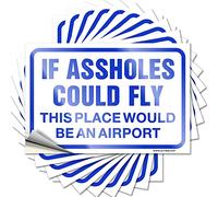 Funny Bumper Sticker If Assholes Could Fly This Place Would Be an Airport Funny Sticker 10 Pcs Decals for Cars Sticker for Car(8X12CM)