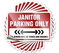 Funny Bumper Sticker Janitor Parking Only Funny Sticker 10 Pcs Toolbox Stickers Funny Bumper Sticker(8X12CM)