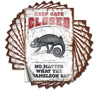 Funny Bumper Sticker Keep Gate Closed No Matter What The Chameleon Say Funny Sticker 10 Pcs Prank Stickers for Adults Car Accessories(6X9CM)