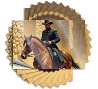 Funny Bumper Sticker Rider in Historical Uniform On Horseback Amidst Stone Structures Stickers 10Pcs Car Accessories Bar Accessories for Man Cave(8X12CM)
