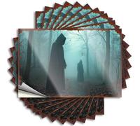 Funny Bumper Sticker Silhouettes in The Mist: A Haunting Forest Scene Stickers 10Pcs Sarcastic Signs Funny Signs for Home Decor(8X12CM)