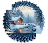 Funny Bumper Sticker Snowy Cabin by The River with Deer Sticker 10Pcs Sticker for Car Window Bumper Sticker(8X12CM)