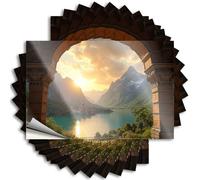 Funny Bumper Sticker Sunset Over The Lake and Mountains Stickers 10Pcs Bumper Sticker Funny Signs for Man Cave(8X12CM)