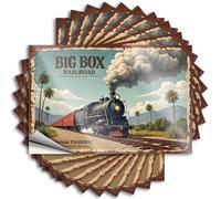 Funny Bumper Sticker Vintage Steam Train Journey Through Palm-Lined Tracks Stickers 10Pcs Man Cave Wall Decor Car Stickers and Decals(6X9CM)